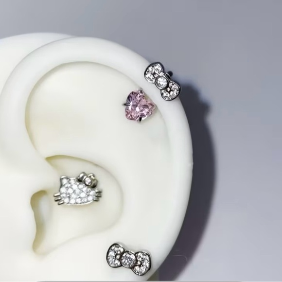 Hello Kitty Jewelry - Hello Kitty Pink and Silver Stud Earrings